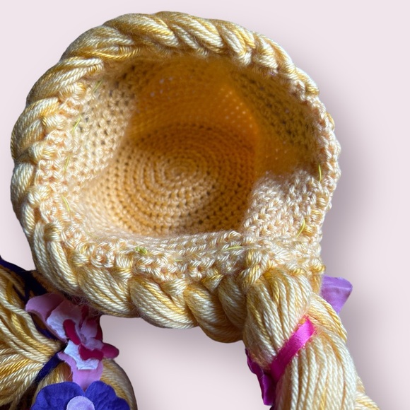 Kids Handmade Rupunzel Crocheted Yarn Wig Dress Up Costume Halloween - Picture 7 of 12